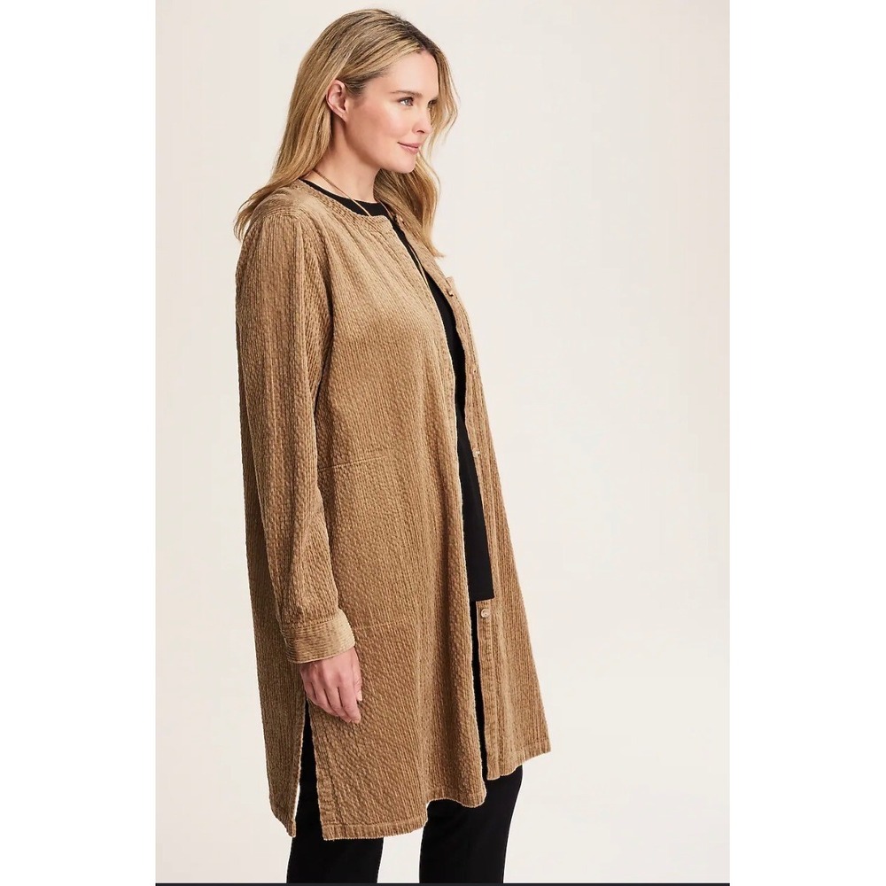 Pure Jill J.Jill Textured Corduroy Duster L Button Front Longline Shirt Jacket - Picture 2 of 16